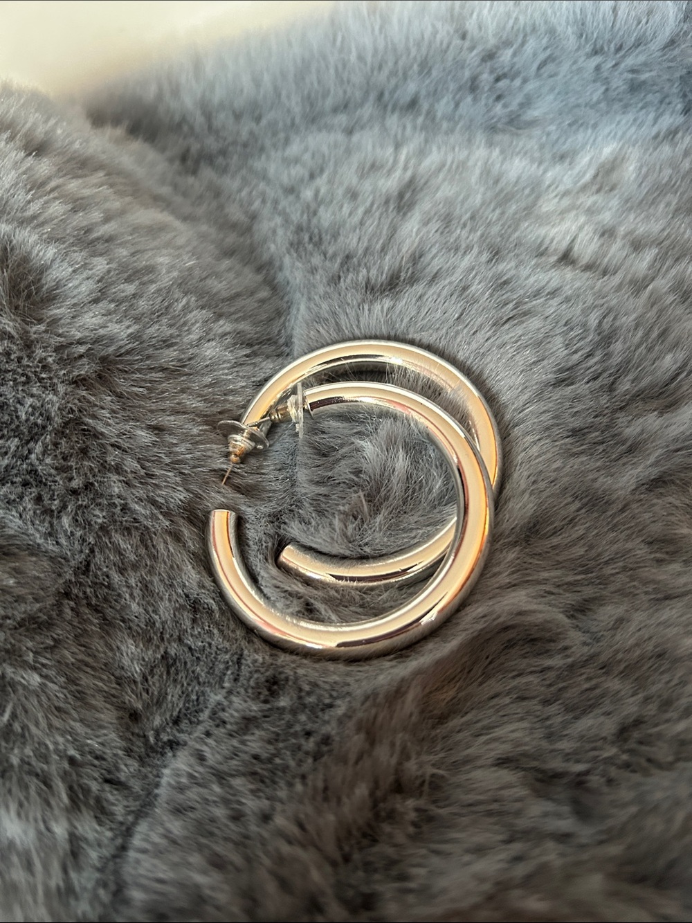 Stainless steel, Large Silver Hoop Earrings - Classic Chunky Hoop